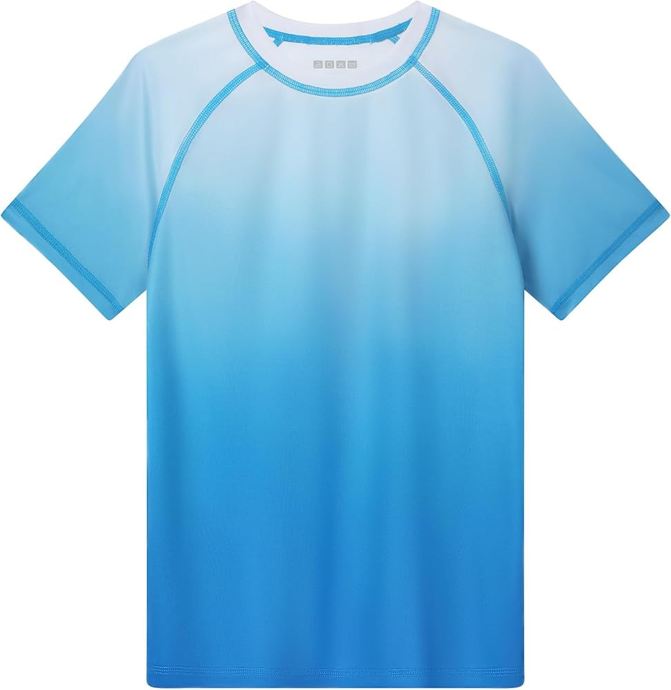 Runhit Boys Swim Shirt Gradient Rash Guard Short Sleeve UPF 50+ Sun Protection Water UV Shirt Kid... | Amazon (US)