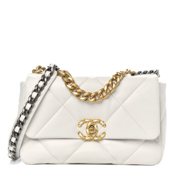Goatskin Quilted Medium Chanel 19 Flap White | Fashionphile