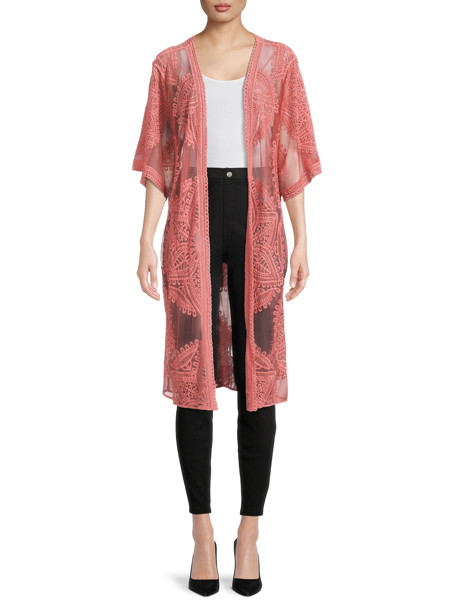 Time and Tru Women’s Lace Kimono - Walmart.com | Walmart (US)