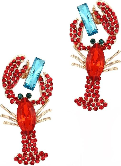 Exaggerated Lobster Crab Dangle Drop Earrings Acrylic Crystal Crayfish Animal Summer Creative Bea... | Amazon (US)