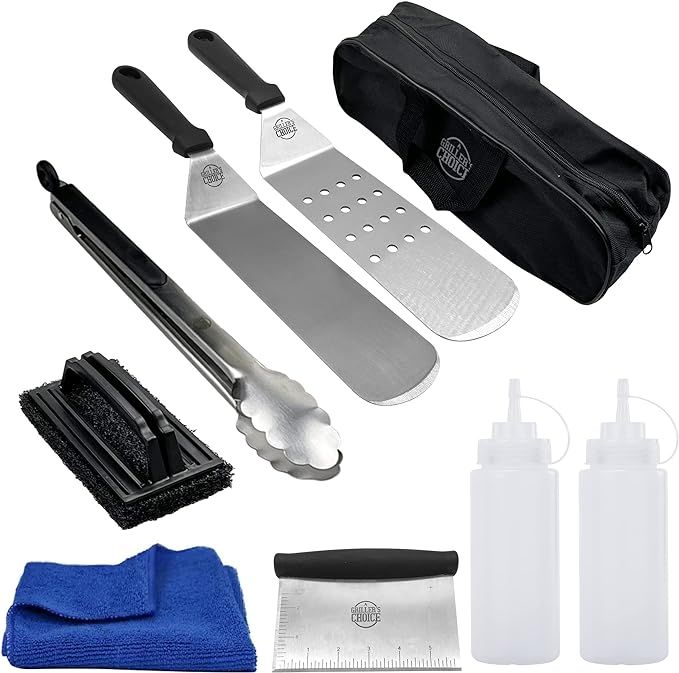 Grillers Choice-Griddle Accessories Set- 9 pc-Metal Spatula Set, Commercial Heavy Duty Stainless ... | Amazon (US)