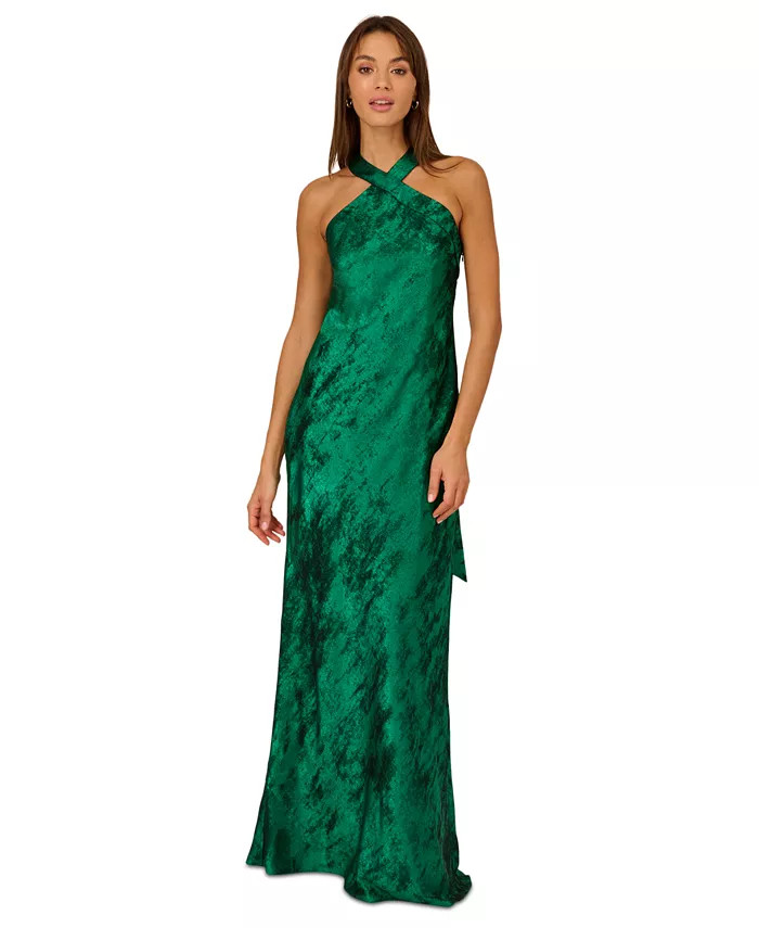 Aidan by Aidan Mattox Drape-Back Halter Gown - Macy's | Macy's