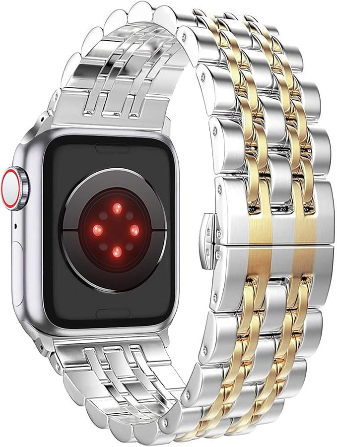 ImmSss Band Compatible with Apple Watch Series 6 5 4 40mm/ Series 3 2 1 38mm for Women Men,Stainl... | Amazon (US)
