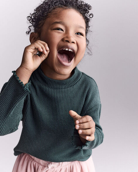 Toddler Girl Mock Neck Long-Sleeve Top - Dark Green | Carter's Inc