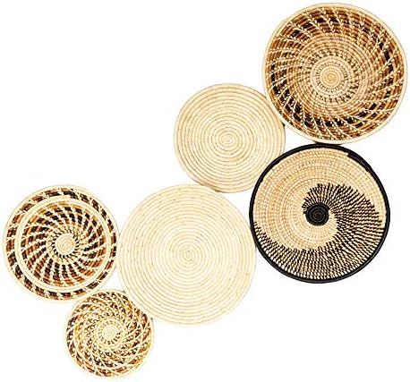 Wall Basket Decor, Boho Baskets Set of 6 Handmade Boho Wall Hangings, African Baskets for Wall, G... | Amazon (US)