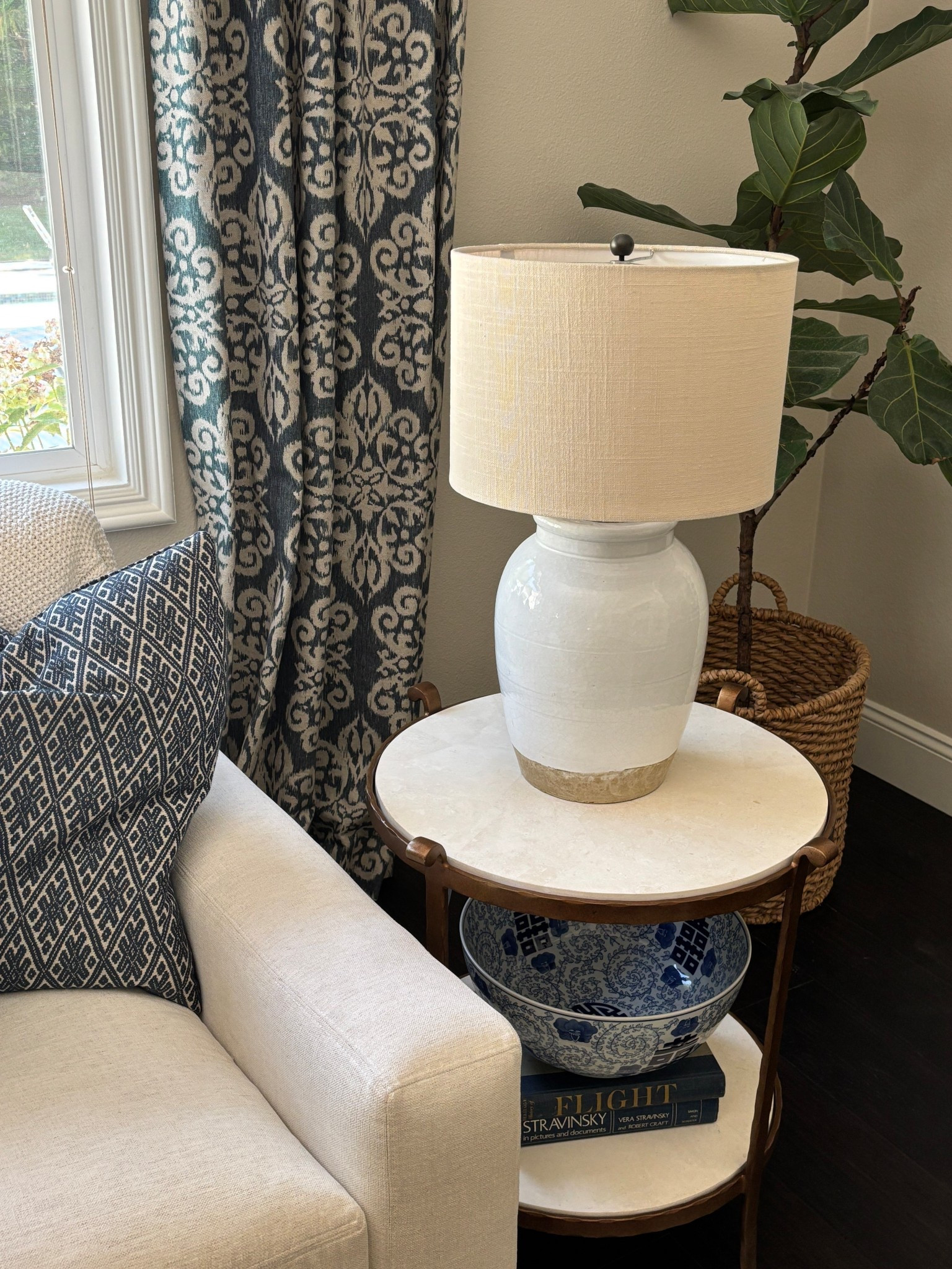 Our side tables are on sale 👏🏼 the absolute best! 	


neutral living room decor, classic home style, ceramic table lamp, round marble side table, blue and white bowl decor, chinoiserie living room, cozy corner styling, traditional meets modern, brass and marble table, designer-inspired home finds, coffee table styling, timeless living room details

#LTKSaleAlert #LTKHome