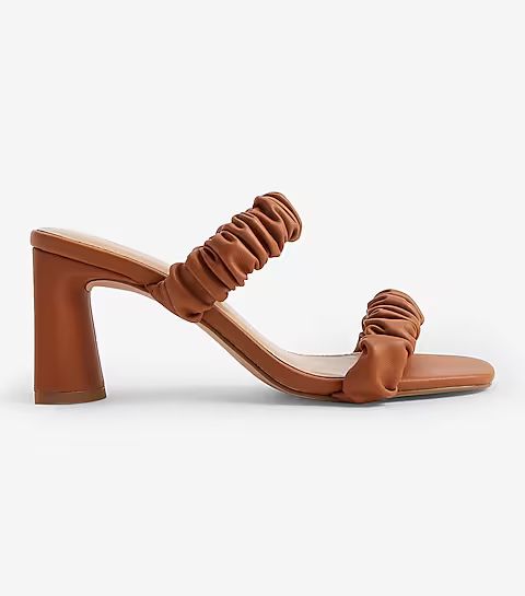 Ruched Double Band Heeled Sandals | Express
