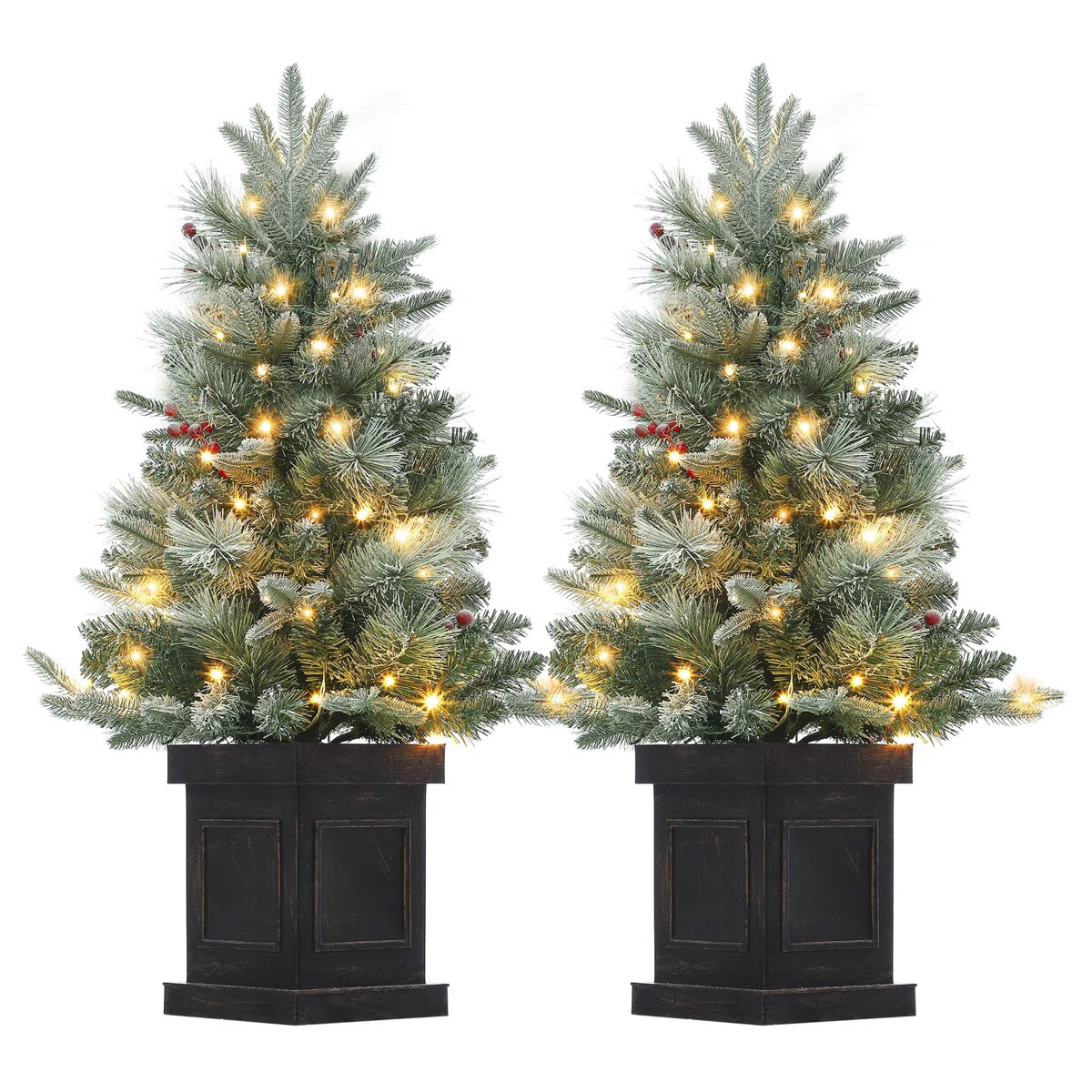3 FT Christmas Tree,Pre-Lit Christmas Tree with 78 Battery-Operated Warm White Lights (Set of 2) | Wayfair North America