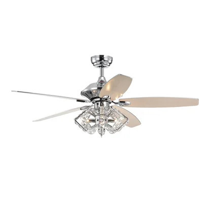 52" Wardle 5 - Blade Crystal Ceiling Fan with Remote Control and Light Kit Included | Wayfair North America