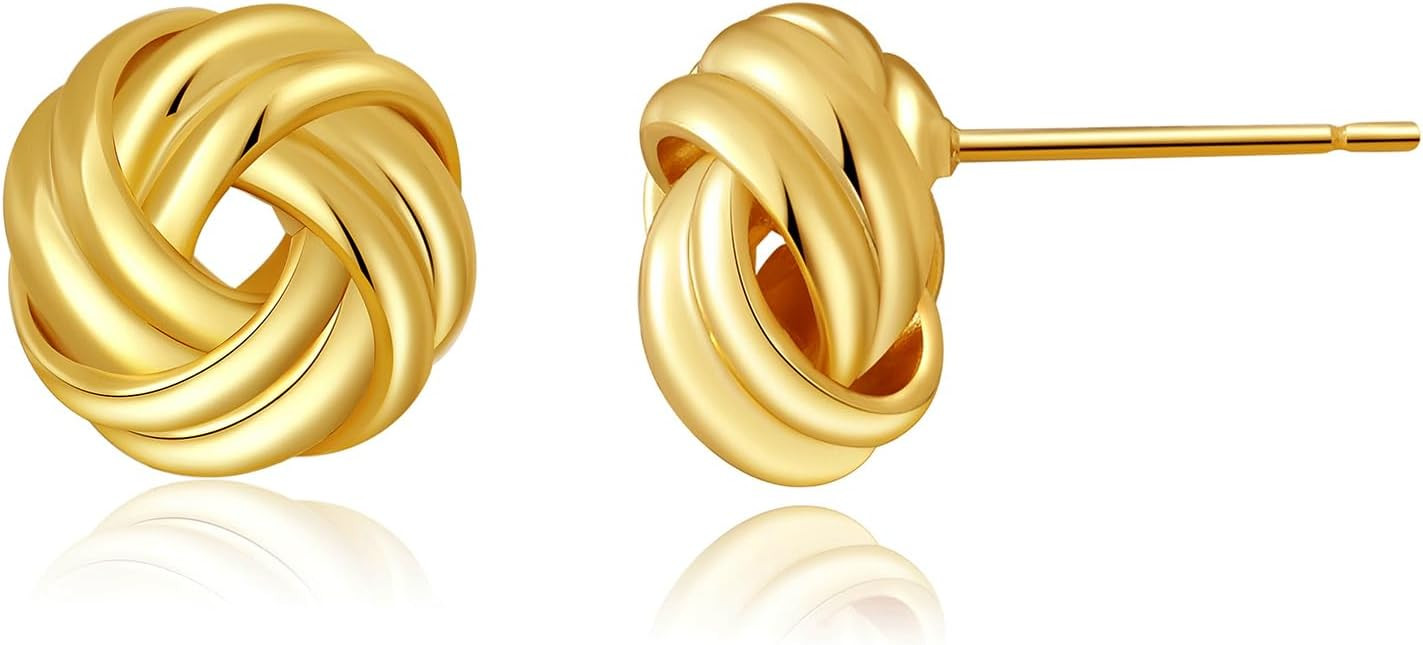 SHERLOVE Chunky Knot Gold Earrings Women Statement Drop Dangle Earrings | 14K Gold Plated Hypoall... | Amazon (US)