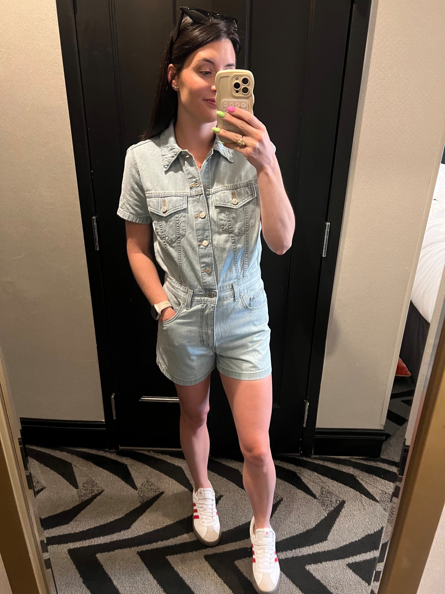 Denim romper; Levi’s denim romper; size down for a tighter fit. I’m wearing an XS  

#LTKSummerEdit #LTKSeasonal #LTKSaleAlert