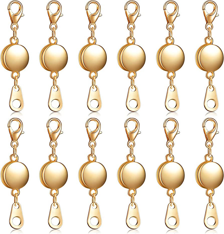 12 Pieces Locking Magnetic Jewelry Clasp Round Necklace Clasp Closures Bracelet Extender for Jewe... | Amazon (US)
