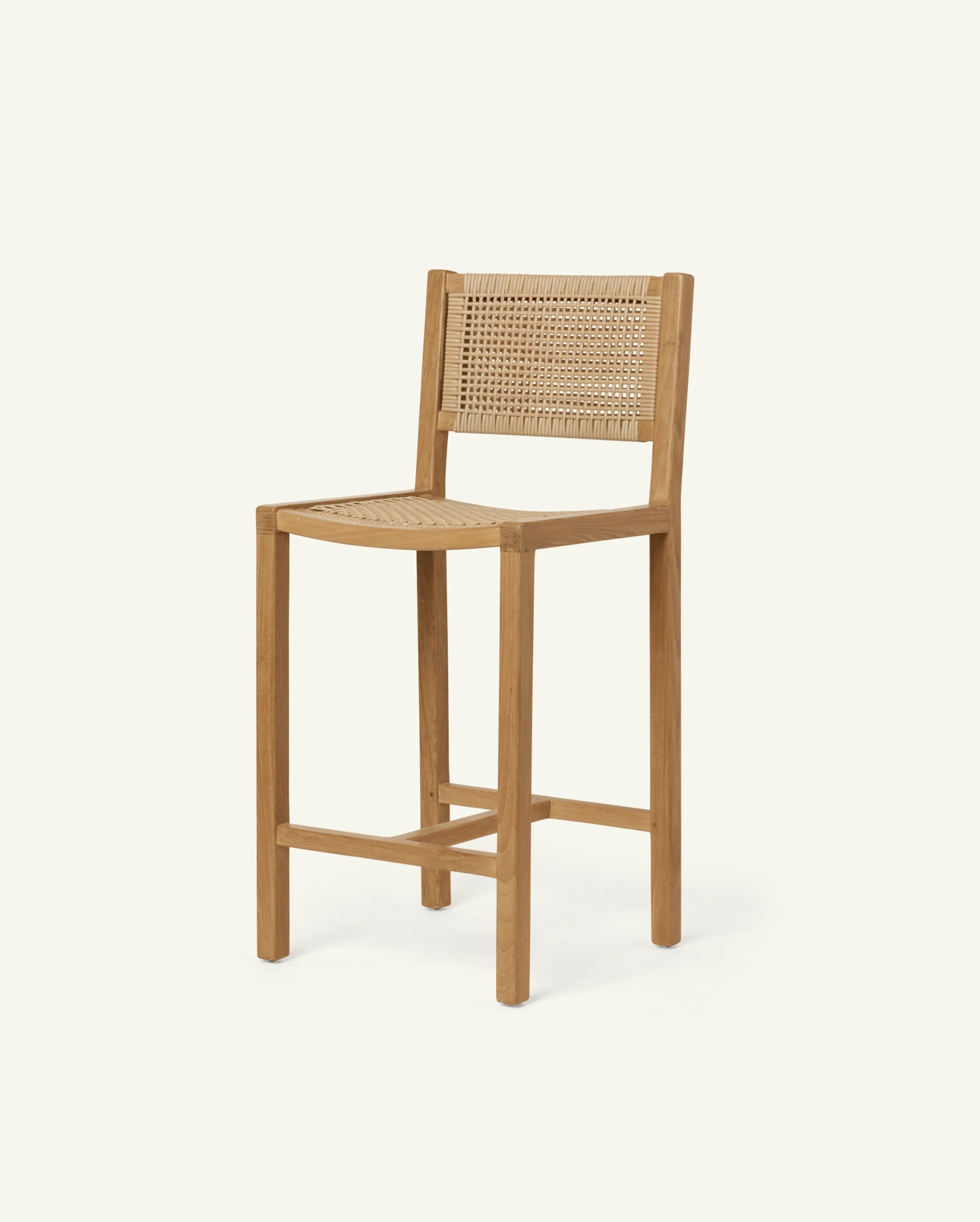 Stool x Pure Salt - Teak Counter Stool with Woven Rattan | Hati Home