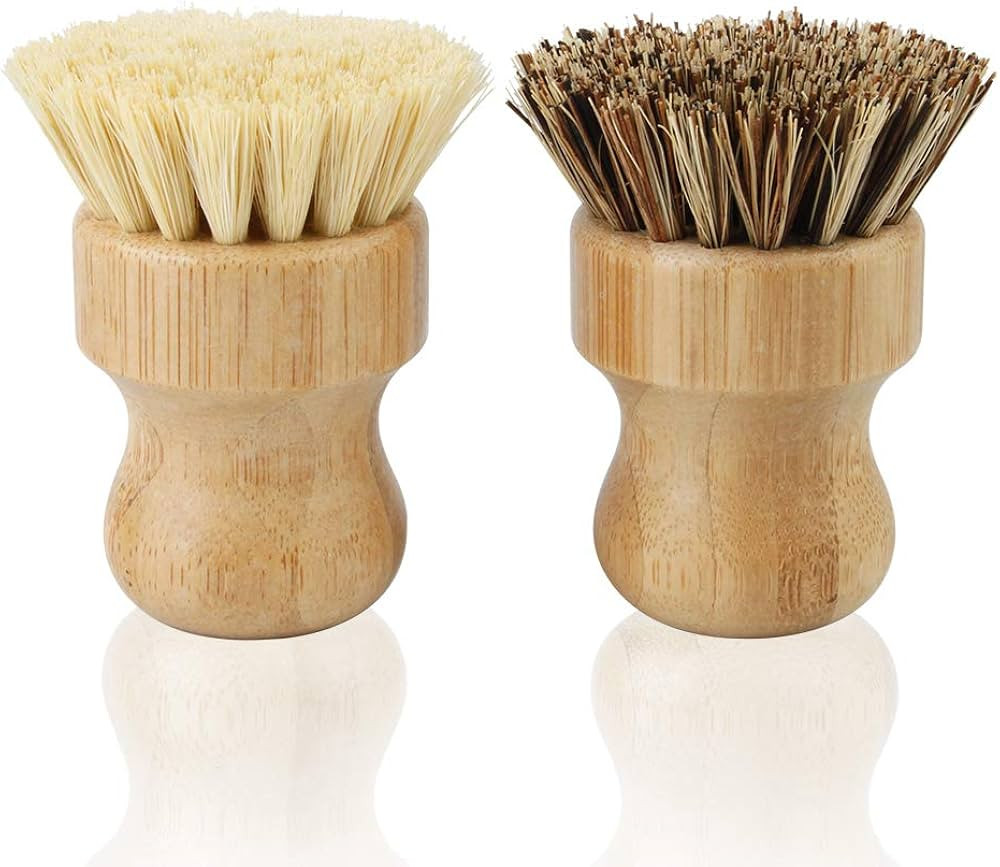 2 Pack Bamboo Dish Scrub Brush, Picowe Natural Scrub Cleaning Brush Vegetable Brush for Dishes Ca... | Amazon (US)