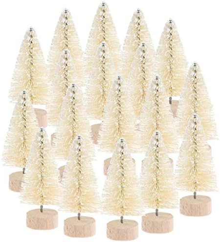 Ioffersuper 12Pcs Mini Sisal Trees with Wood Base Artificial Christmas Pine Trees Bottle Brush Tr... | Amazon (US)