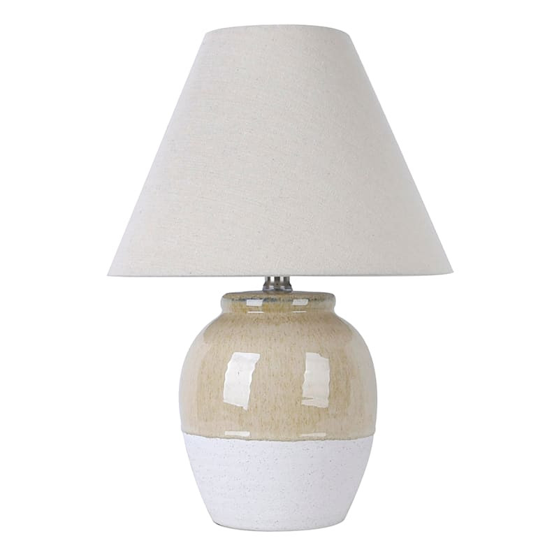 Tan Two-Toned Ceramic Lamp with Shade, 17" | At Home