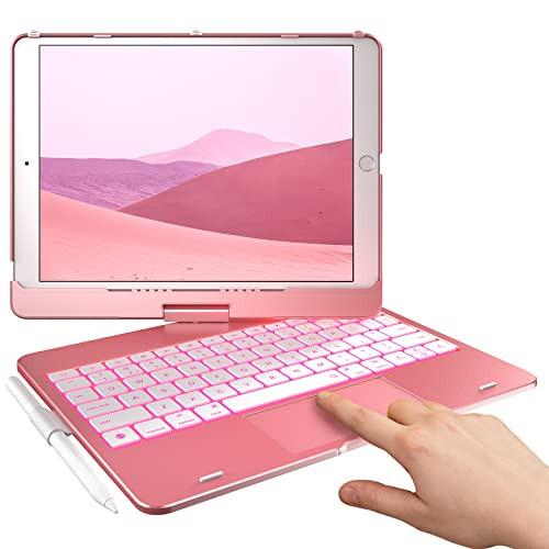 typecase Touch Case with Keyboard for iPad 9th Generation (10.2", 2021), Multi-Touch Trackpad, 10 Color Backlight, 360, Thin & Light - iPad 8th Gen (2020), 7th Gen (2019), Air 3, Pro 10.5 (Rose Gold) | Amazon (US)