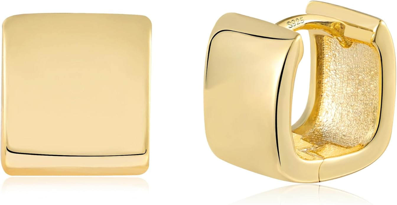 925 Sterling Silver Chunky Hoop Earrings for Women Hypoallergenic Silver Earrings Chunky Huggie S... | Amazon (US)