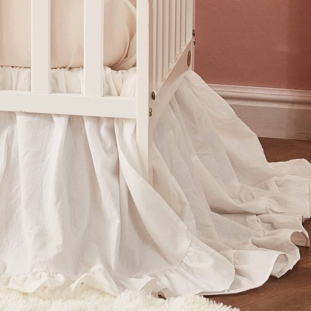 Brandream Boho Bohemian Girl Baby Nursery Crib Bed Skirt Dust Ruffle - Neutral Solid Color Beige ... | Amazon (US)