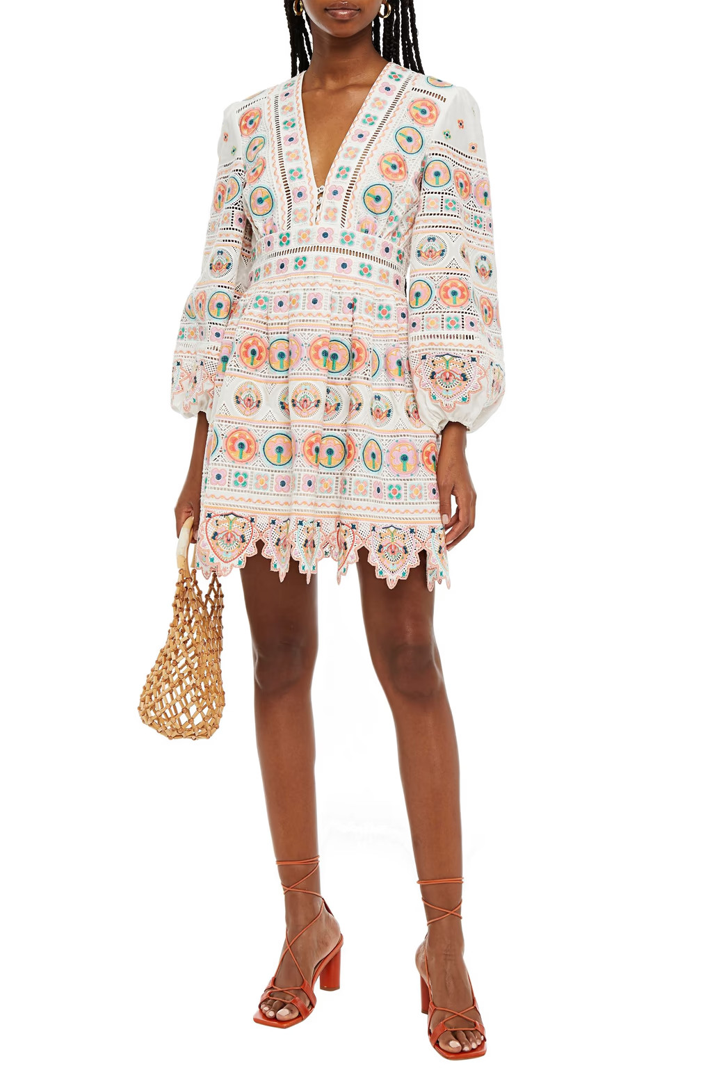Brighton embordered broderie anglaise cotton mini dress | The Outnet (US and CA)