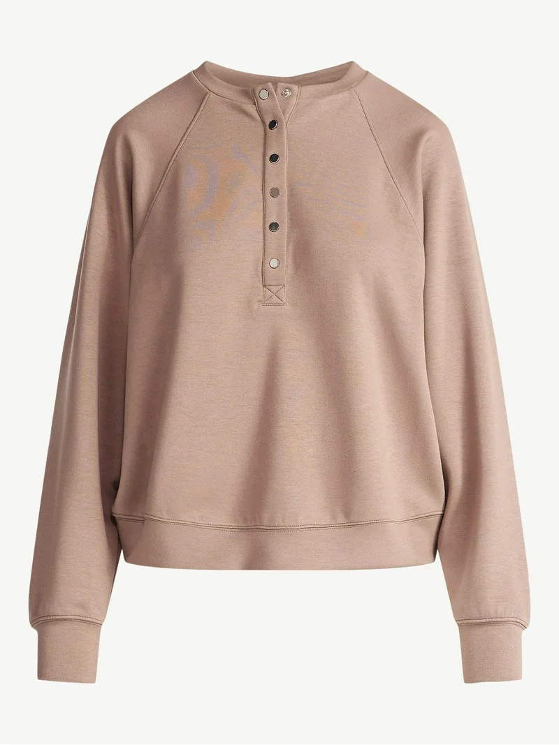 Scoop Women’s New Scubaknit Raglan Henley Top, Sizes XS-XXL | Walmart (US)