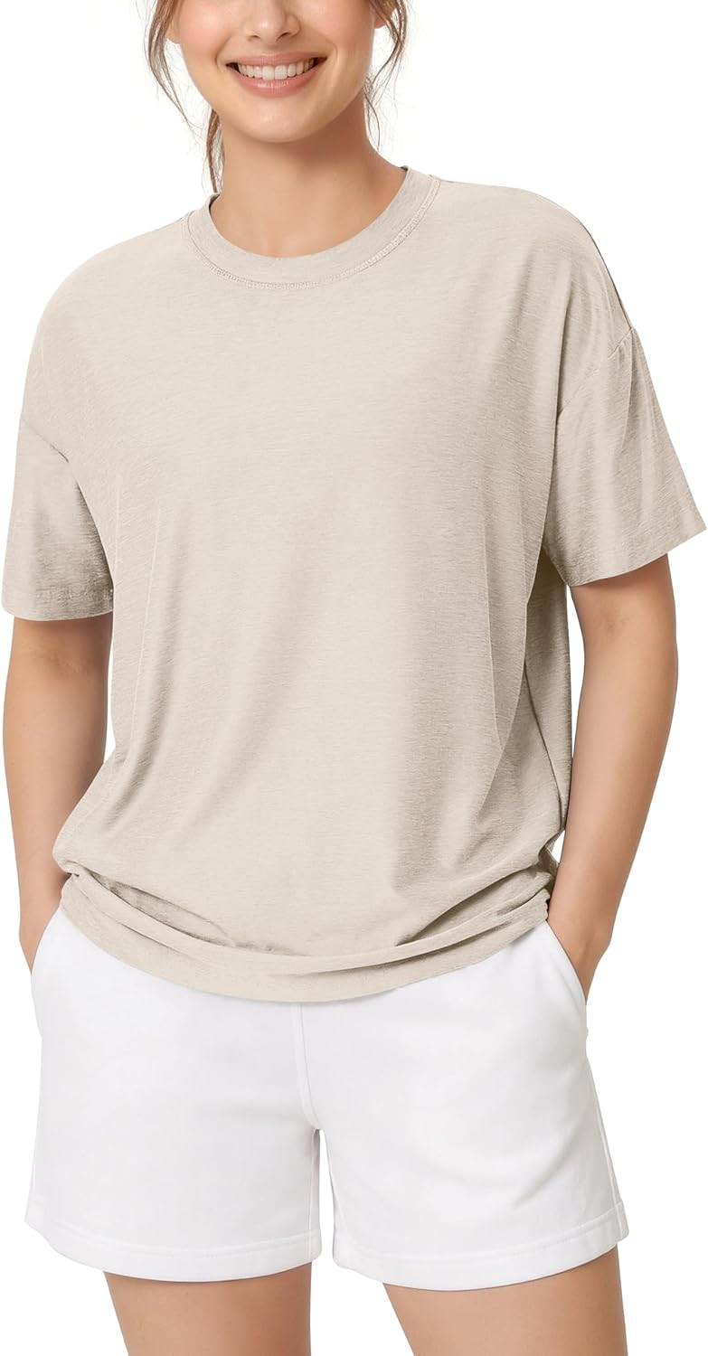 ODODOS Women's Oversized Performance Tee - Ultra Soft odSTRATUM Tech Short Sleeve Relaxed Top Crew Neck T-Shirts | Amazon (US)