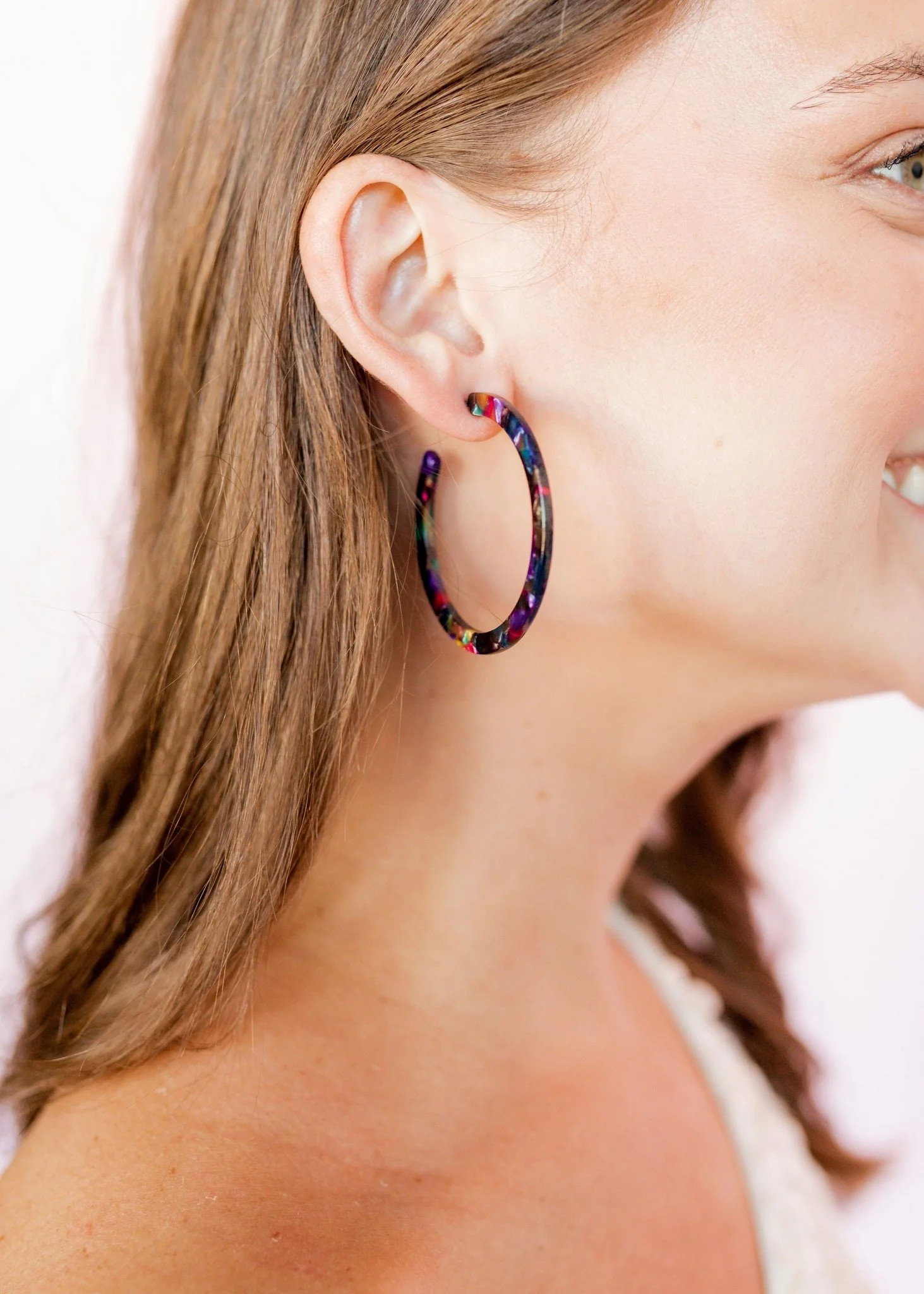 Holly Medium Hoop Earrings - True Blue - Shop LINNY CO | LINNY CO LLC