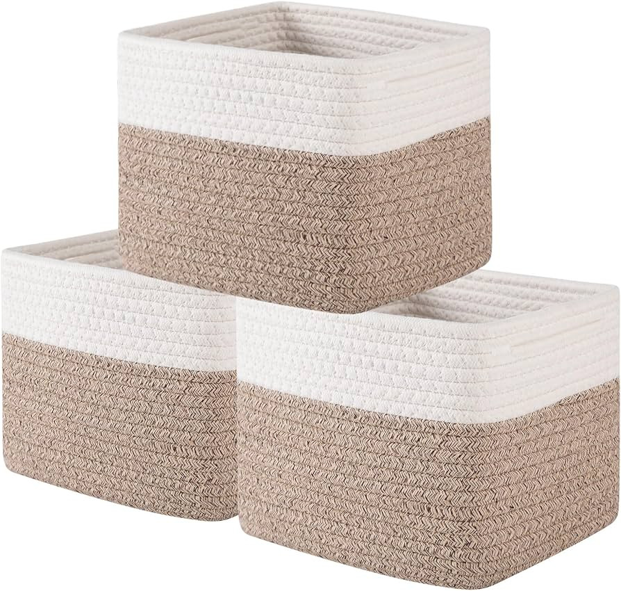 OIAHOMY 9”x9”x7” Storage Cubes, Cotton Rope Woven Baskets for Organizing, Cube Storage Bin,... | Amazon (US)
