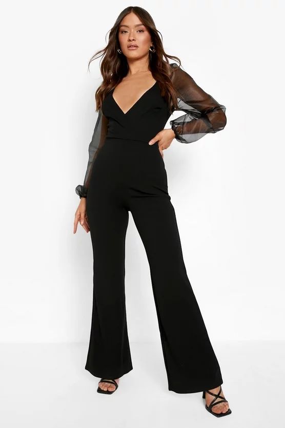 Organza Sleeve Wide Leg Jumpsuit | Boohoo.com (US & CA)