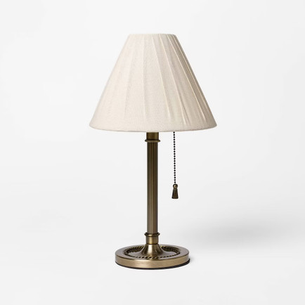 Target fluted brass table lamp with white shade, Studio McGee design