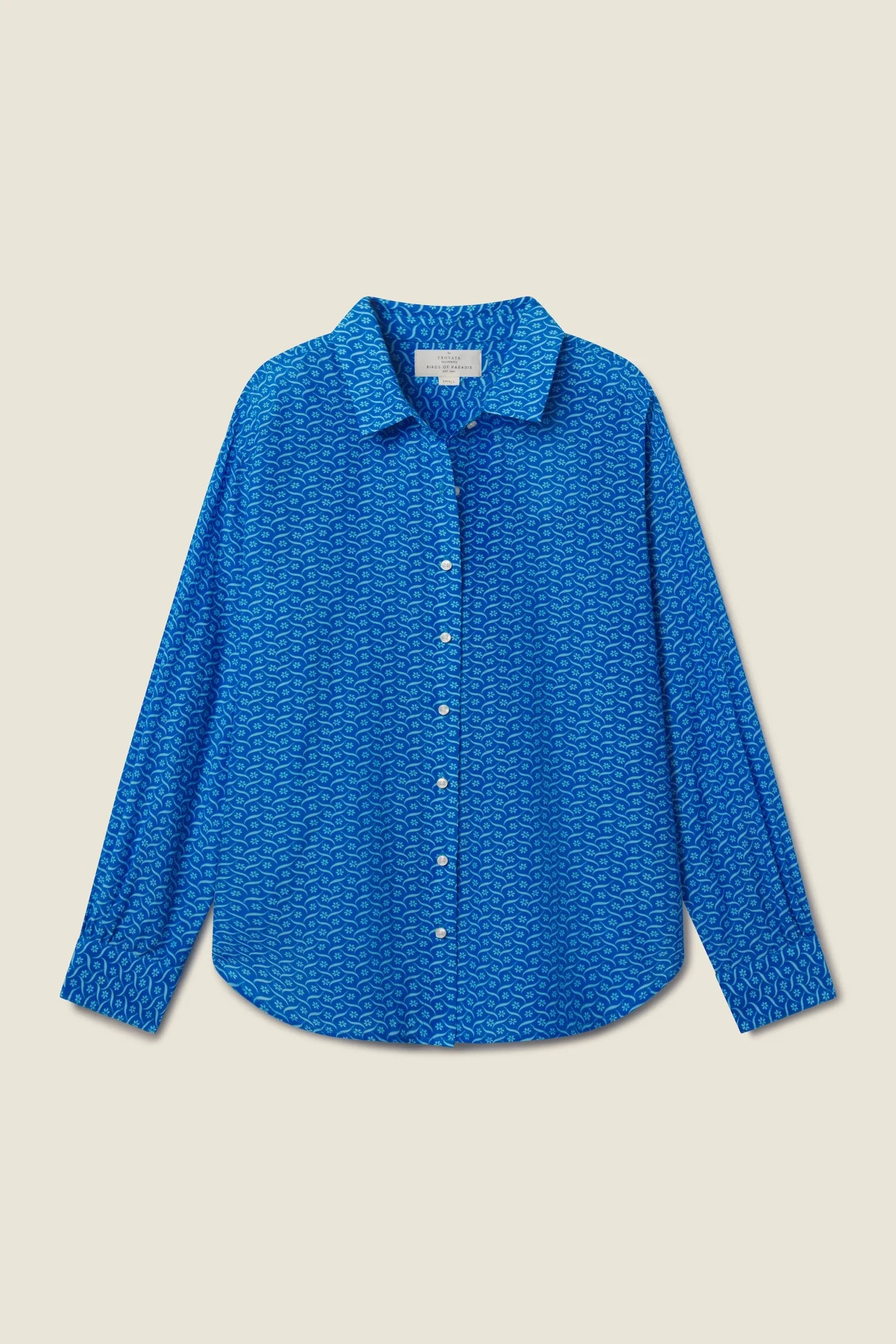 Emilia Oversized Shirt Cerulean Floral | TROVATA