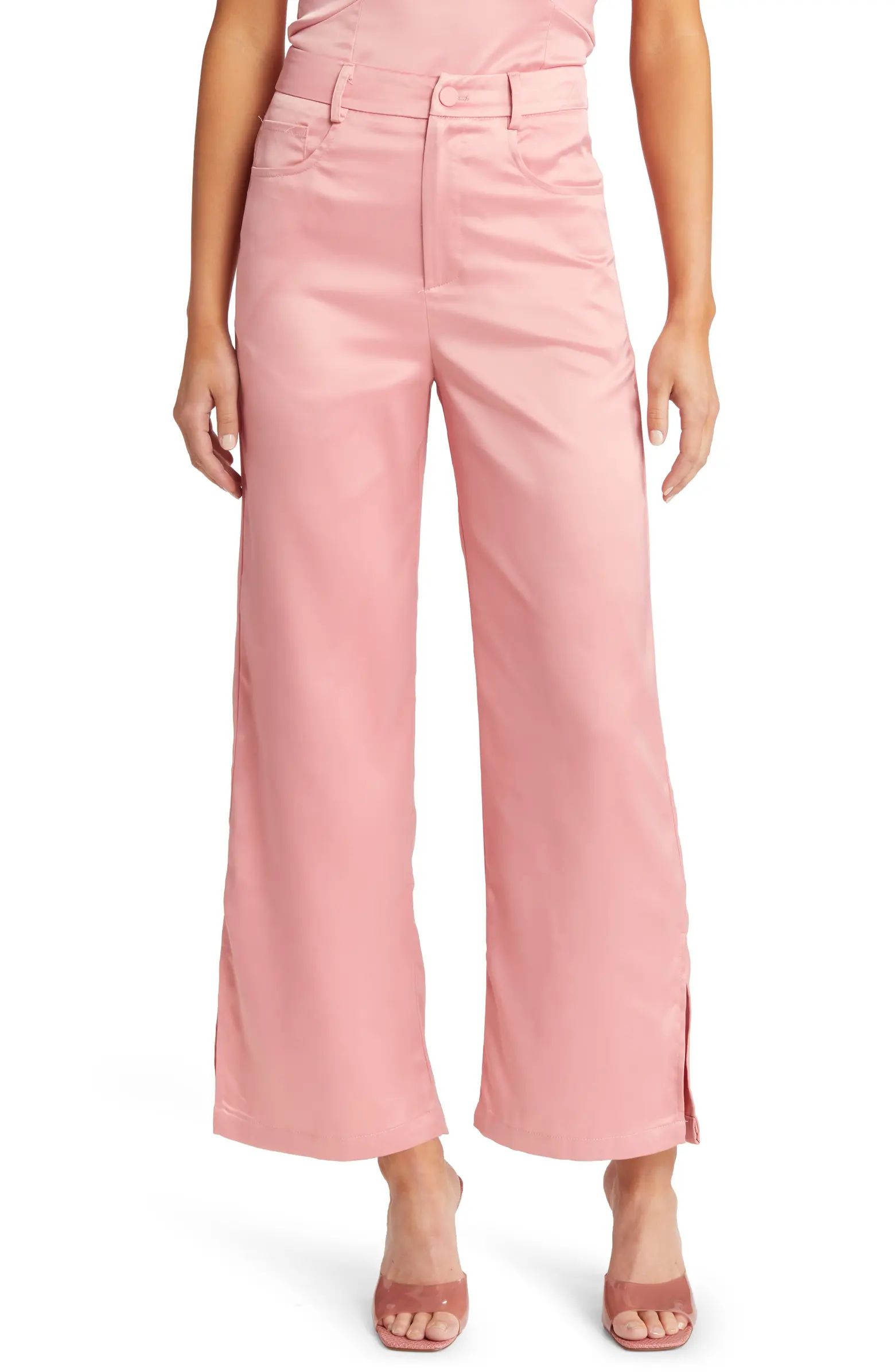 Amy Lynn High Waist Straight Leg Satin Pants | Nordstrom | Nordstrom