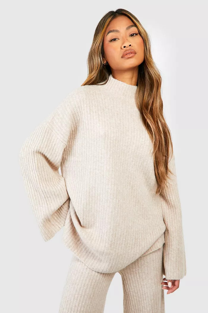 Soft Rib Knit High Neck Jumper | Boohoo.com (UK & IE)