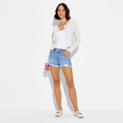 Women's Mid-Rise Denim Cut-Off Shorts - Wild Fable™ Medium Wash 10 | Target