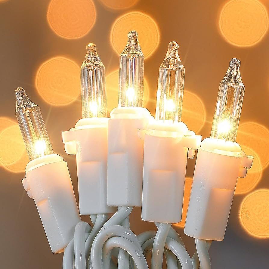 100 Count Clear Christmas Lights White Wire,23Feet Incandescent Clear Mini Lights,Connectable Ind... | Amazon (US)