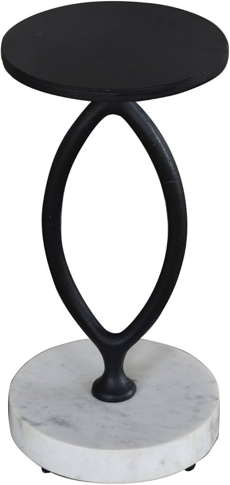 Bare Decor Aztec Accent Table in Metal with White Heavy Marble Base, Black | Amazon (US)