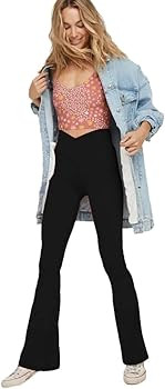 TOPYOGAS Women's Casual Bootleg Yoga Pants V Crossover High Waisted Flare Workout Pants Leggings | Amazon (US)