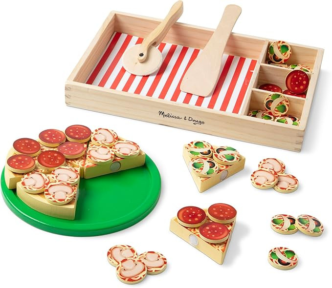 Melissa & Doug Pizza Party Wooden Play Food Set With 54 Toppings | Amazon (US)