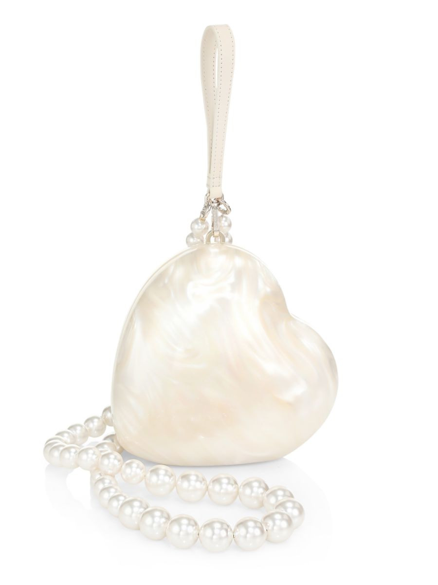 Acrylic & Faux Pearl Medium Heart Clutch | Saks Fifth Avenue