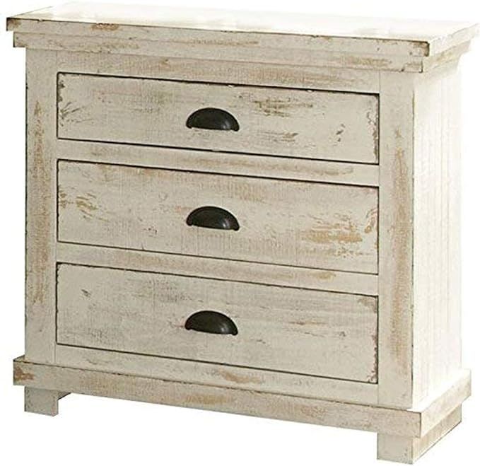 Progressive Furniture Willow Nightstand, Distressed White, 32" x 17" x 31" | Amazon (US)