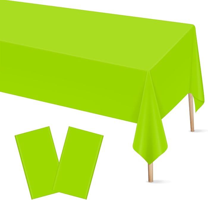 Mulbozy 2 Pcs Lime Green Plastic Tablecloth for Rectangle Table, 54 \u00d7 108 inches Disposable ... | Amazon (US)