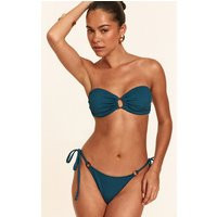 Teal Textured Bandeau Bikini Top | PrettyLittleThing US