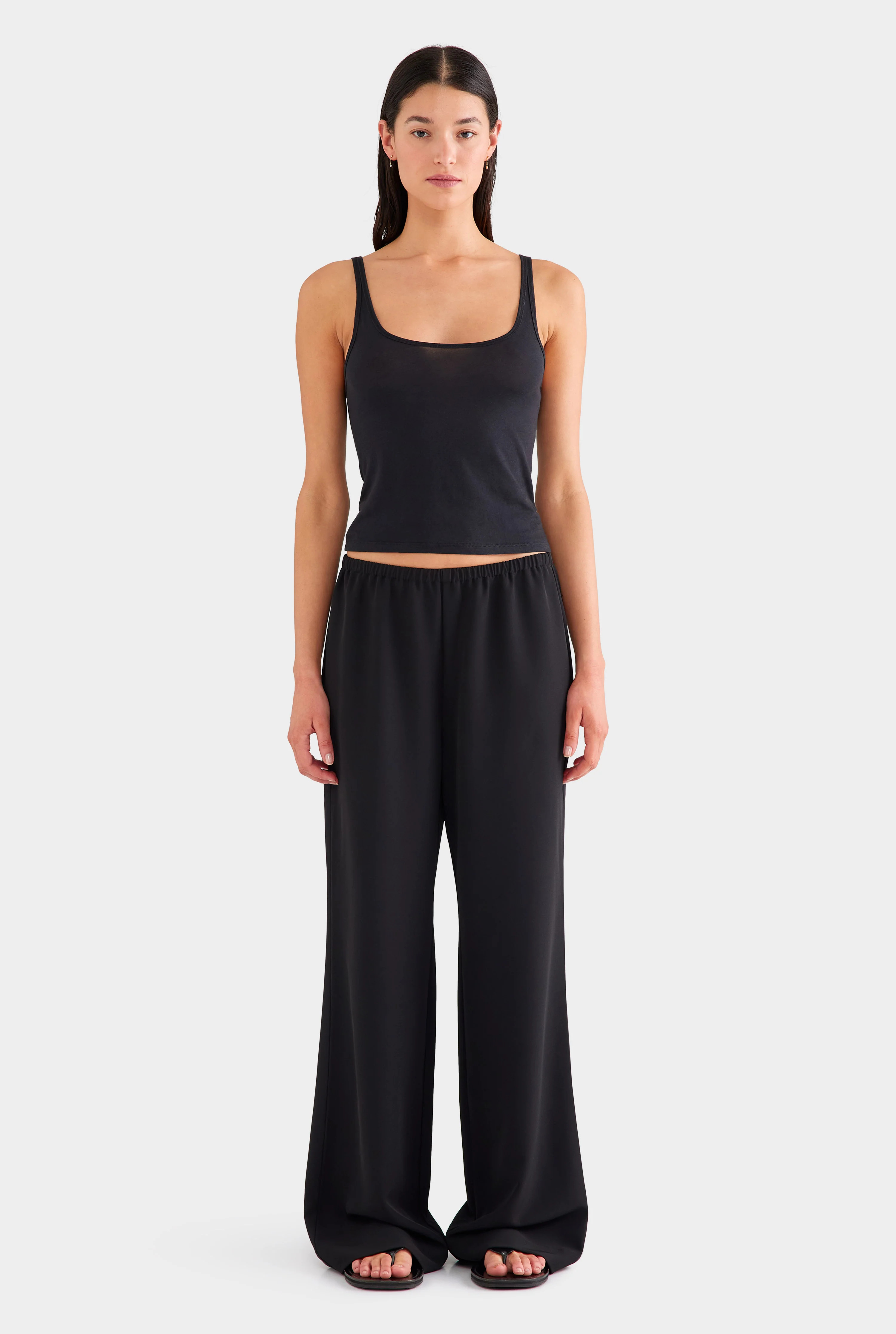 Womens Crepe Elastic Waist Pant Black | Venroy | Venroy AU