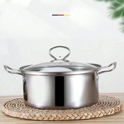 1pc Stainless Steel Mini Cooking Pot, Suitable For Electric And Gas Stoves, With See-Through Glass Lid, Ideal For Individual, Home Use Or Hot Pot Seaf | SHEIN