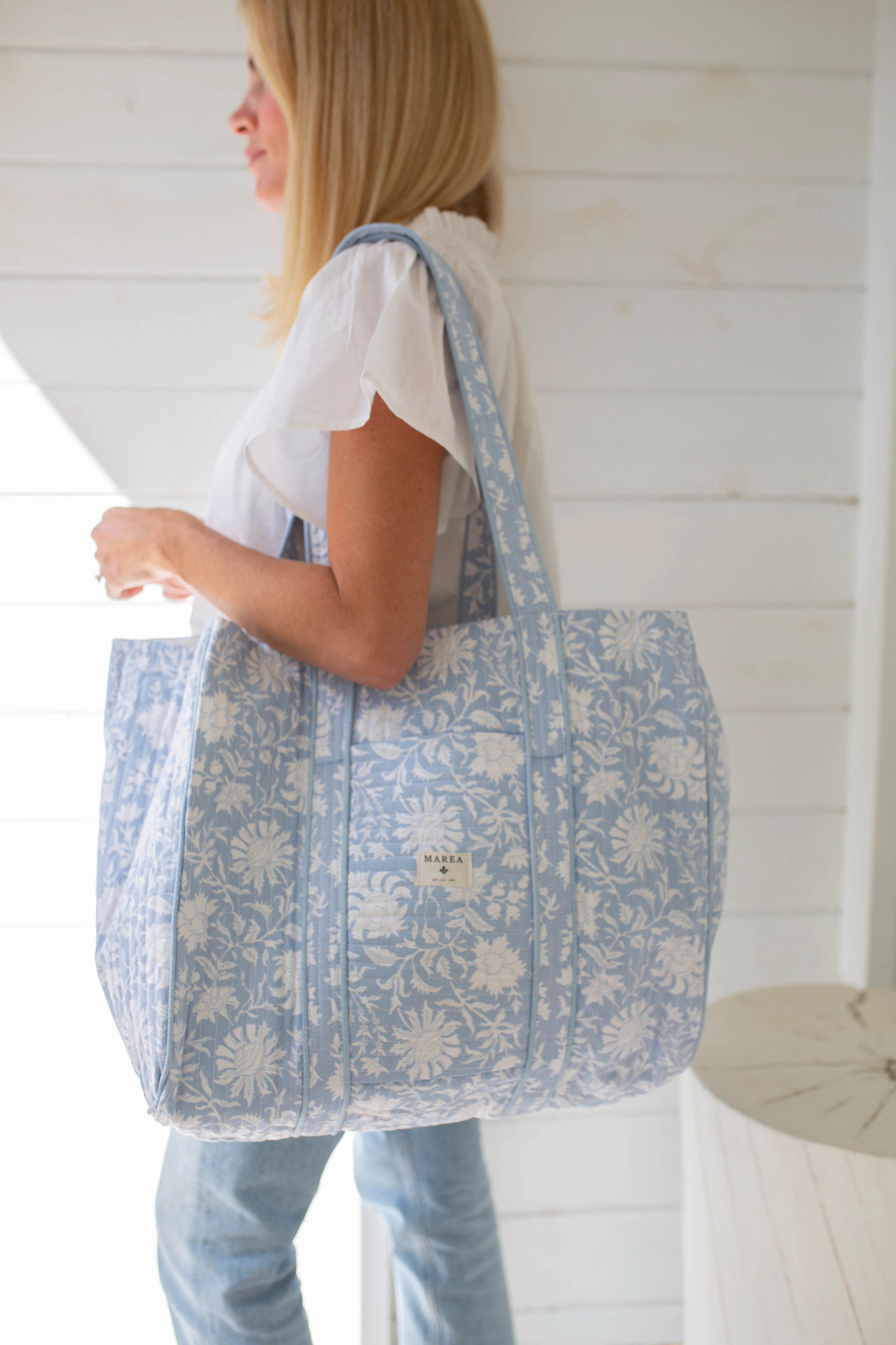 Carry All Tote - Blue White Floral | Marea