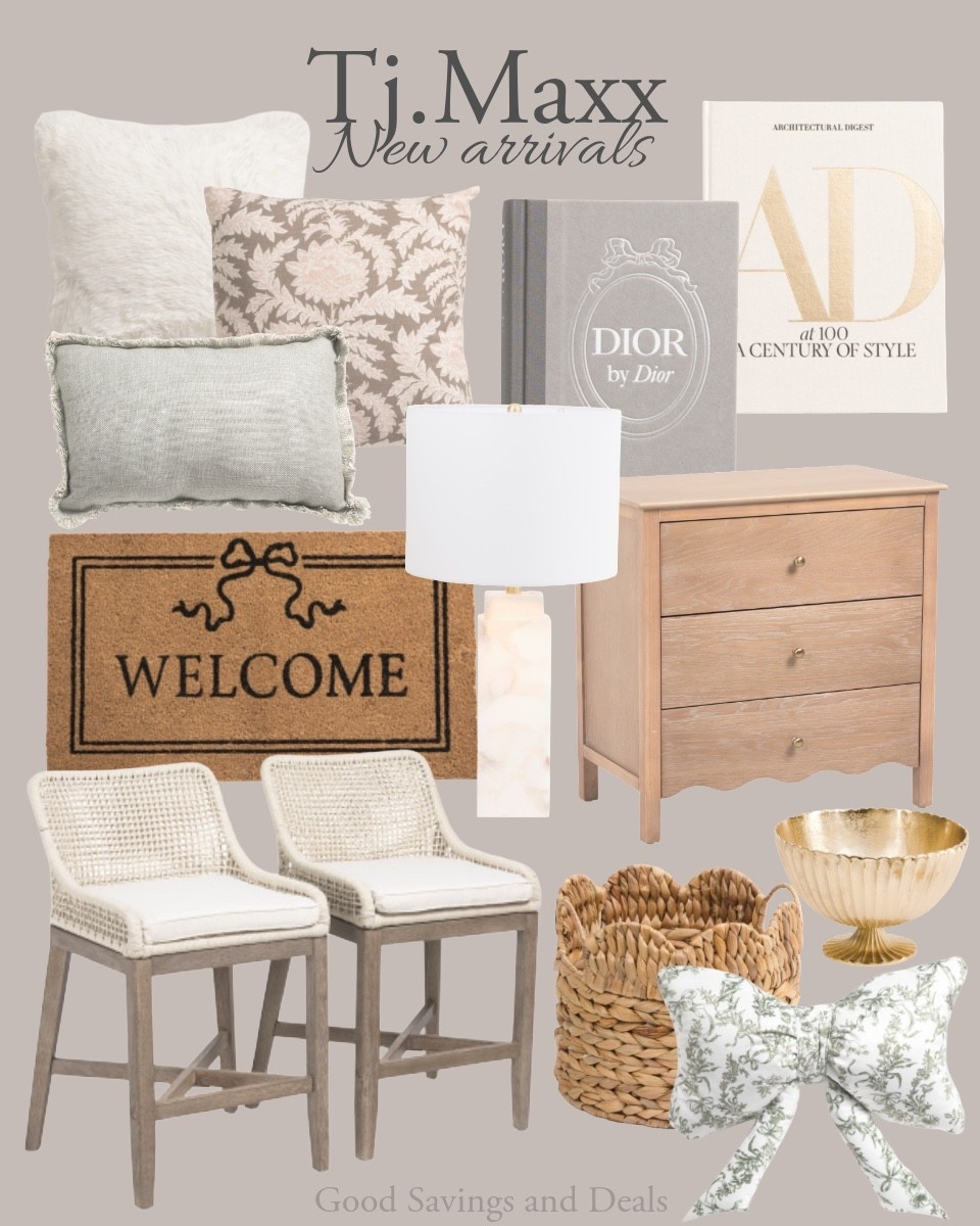 New arrivals from Tj.Maxx. Modern neutral home decor. Rattan bar stools. Neutral throw pillows. Decor books. Accent decor. Organic modern home.

#LTKHome #LTKFindsUnder100 #LTKGiftGuide