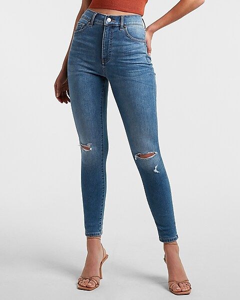 High Waisted Supersoft Ripped Supersoft  Skinny Jeans | Express