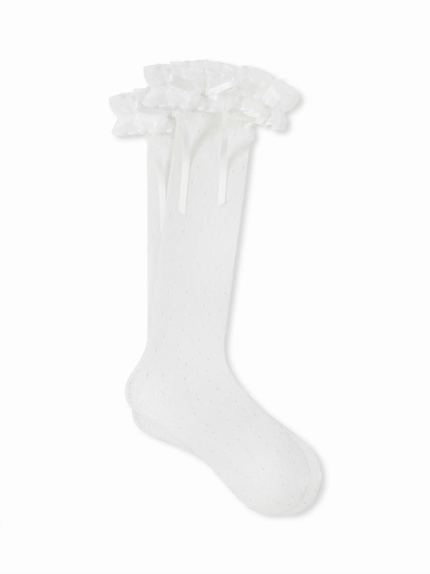 Katoenmix BOWKNOT CRIMPED TRIM OVER THE CALF SOCKS For Dagelijkse casual Datum | Cider