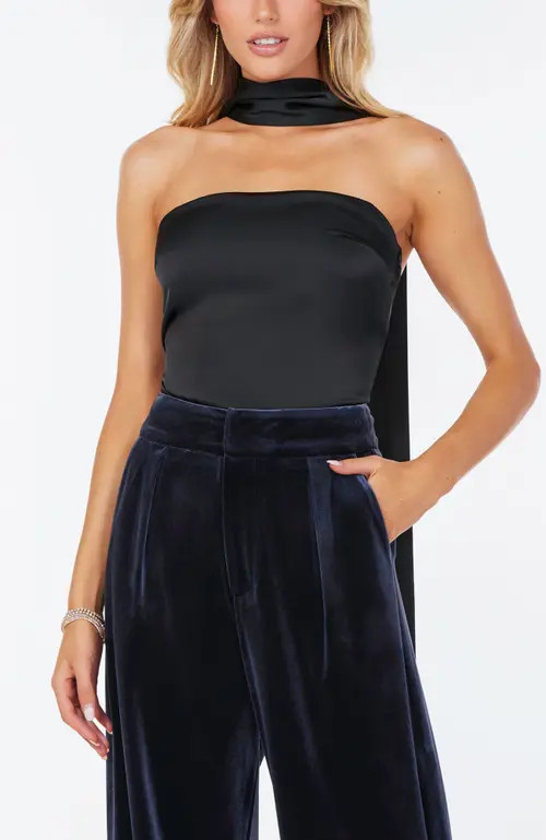 Bishop + Young Hailey Satin Scarf Top in Black at Nordstrom, Size X-Small | Nordstrom