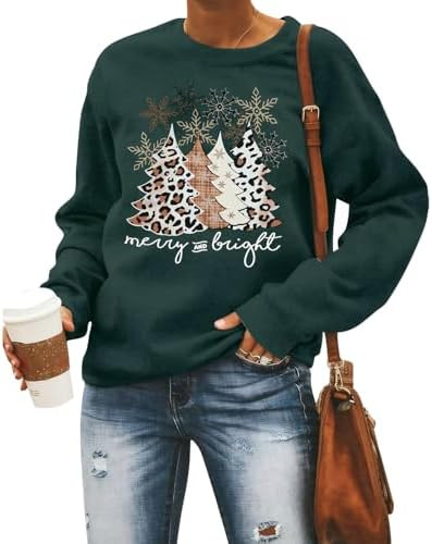 Barlver Women Christmas Fleece Sweaters Long Sleeve Fuzzy Sweatshirts Holiday Graphic Shirts | Amazon (US)